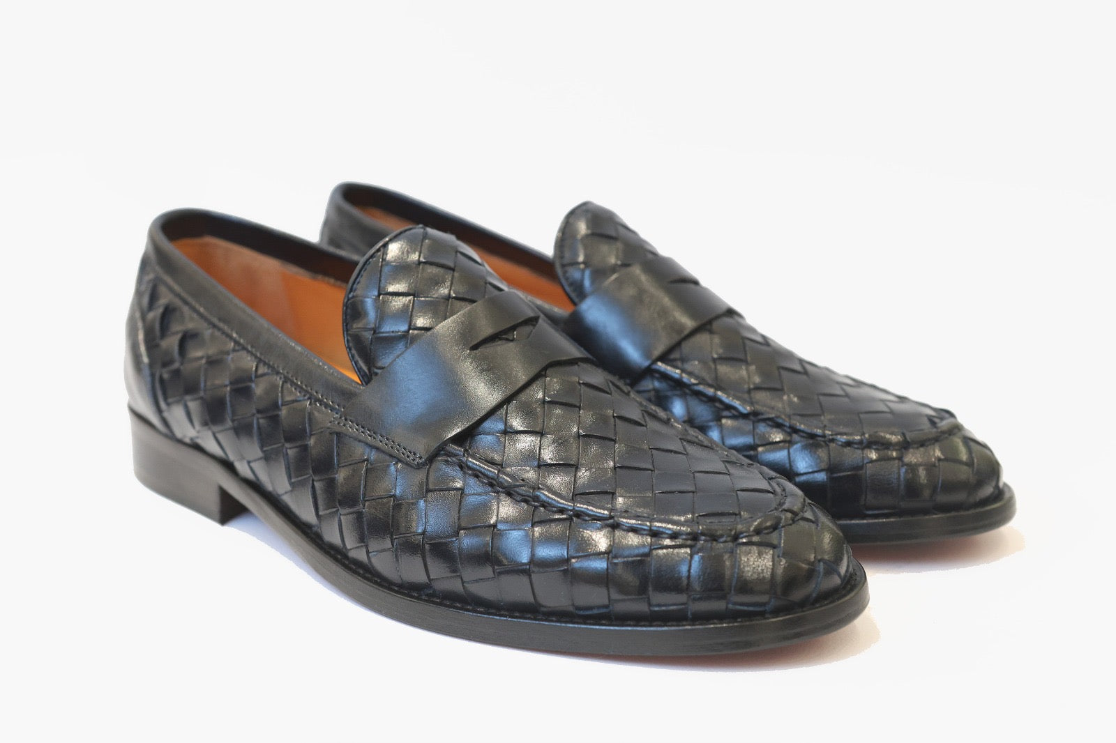 PRIMO EREDE MOCASSINO CANESTRATO IN PELLE BLU NAVY