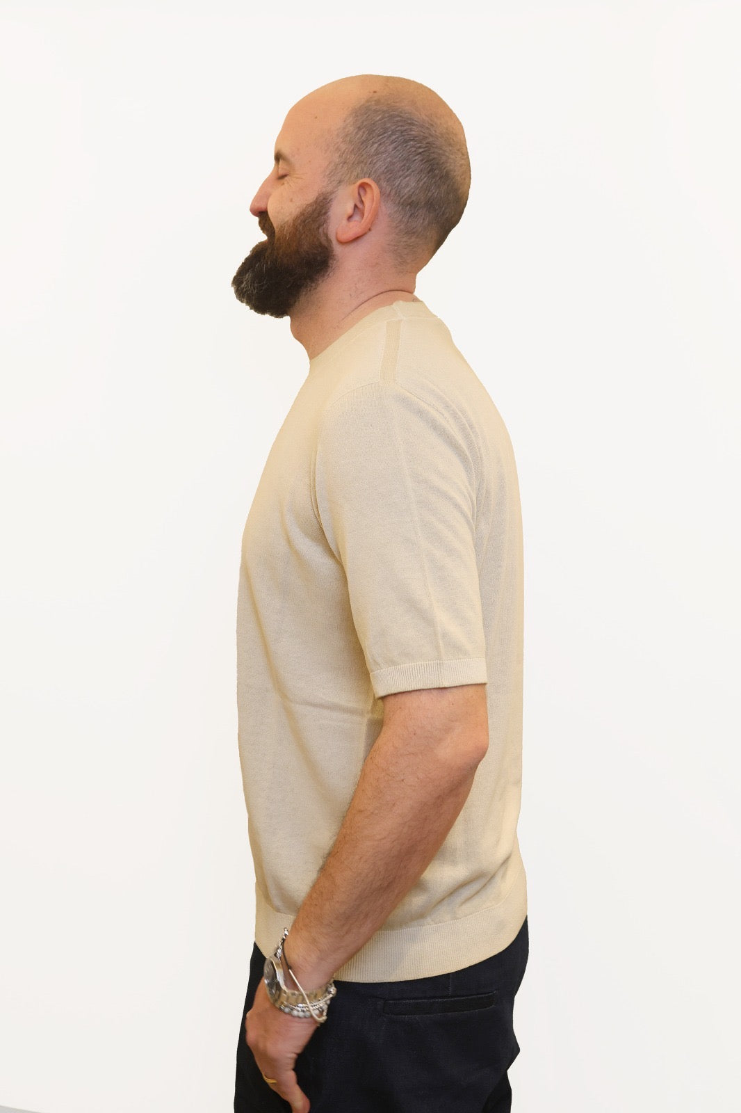 AROVESCIO T-SHIRT EFFETTO FADE IN COTONE BEIGE
