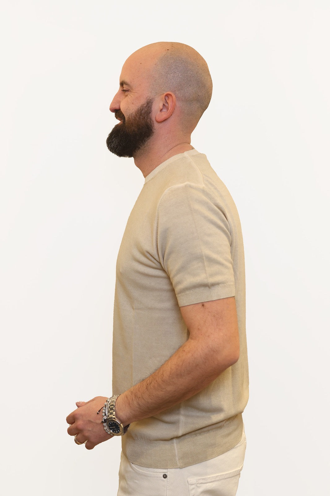 RETOIS T-SHIRT EFFETTO FADE IN CRĖPE DI COTONE BEIGE