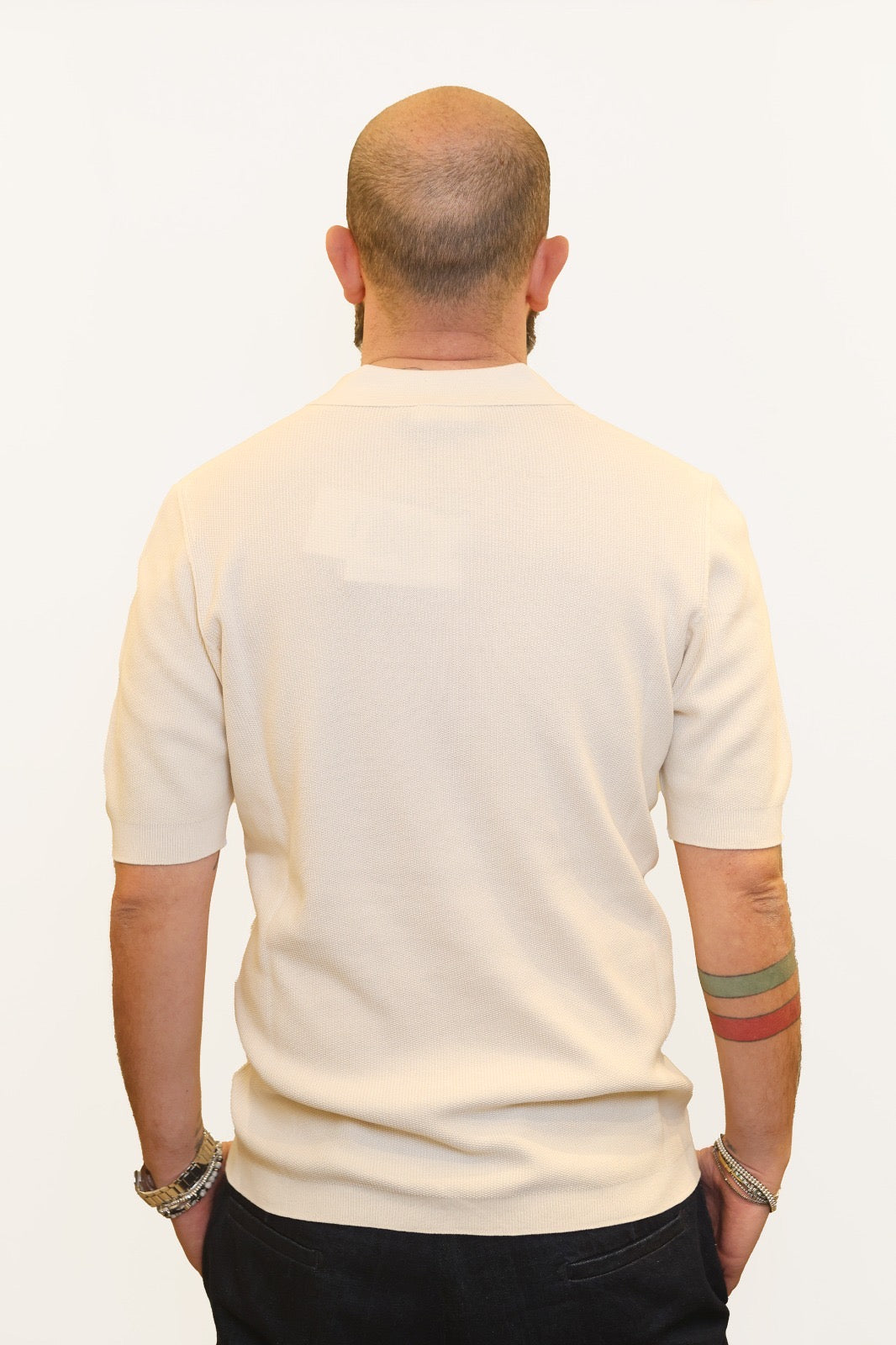 AROVESCIO POLO DERBY PUNTO RISO IN COTONE BIANCO