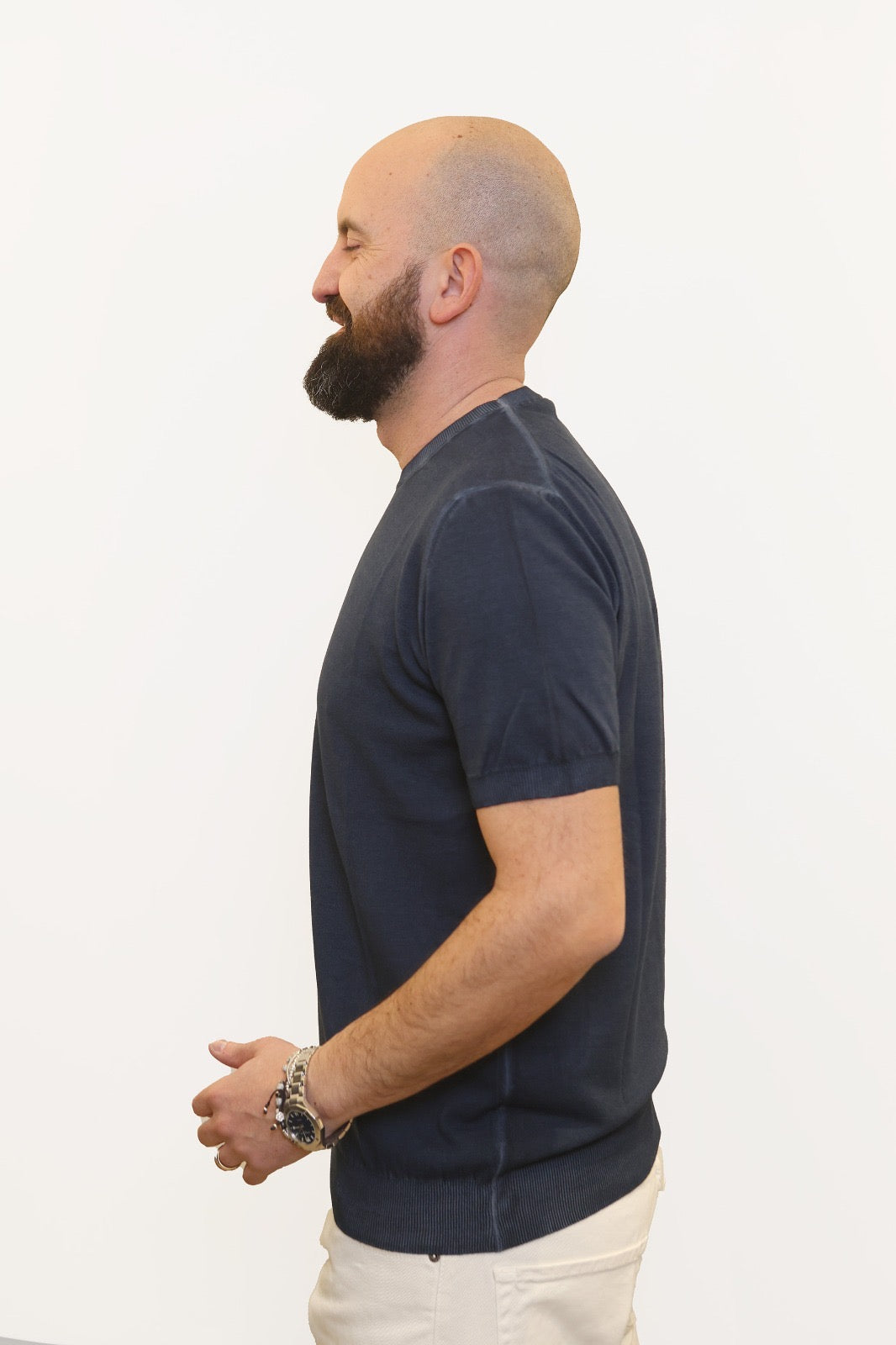 RETOIS T-SHIRT EFFETTO FADE IN CRĖPE DI COTONE BLU
