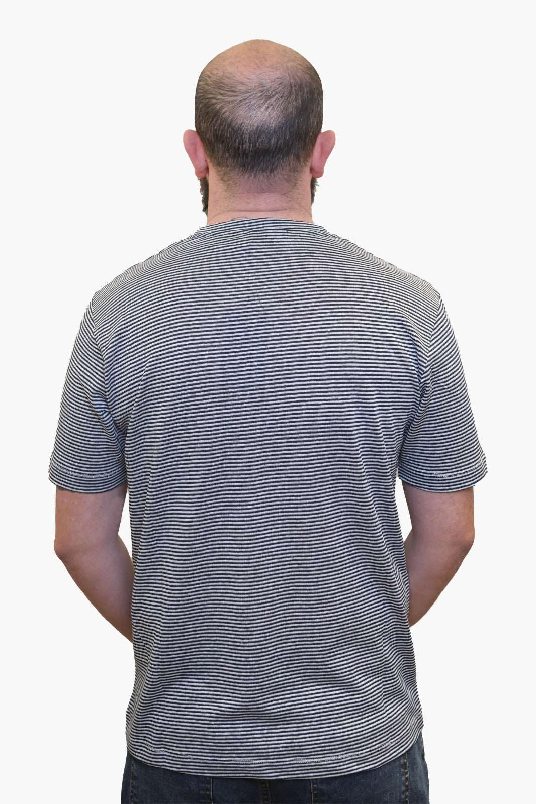 WOOL & CO T-SHIRT MILLERIGHE IN COTONE-LINO BIANCO-BLU