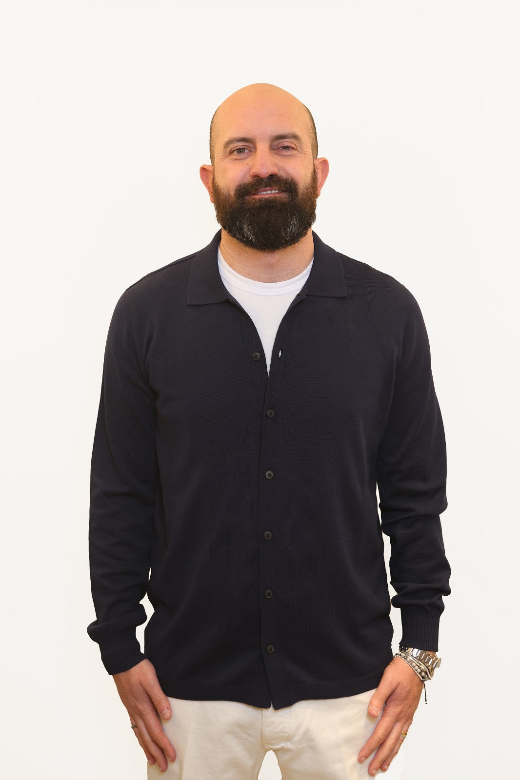 AROVESCIO POLO-CAMICIA IN FILO DI COTONE BLU