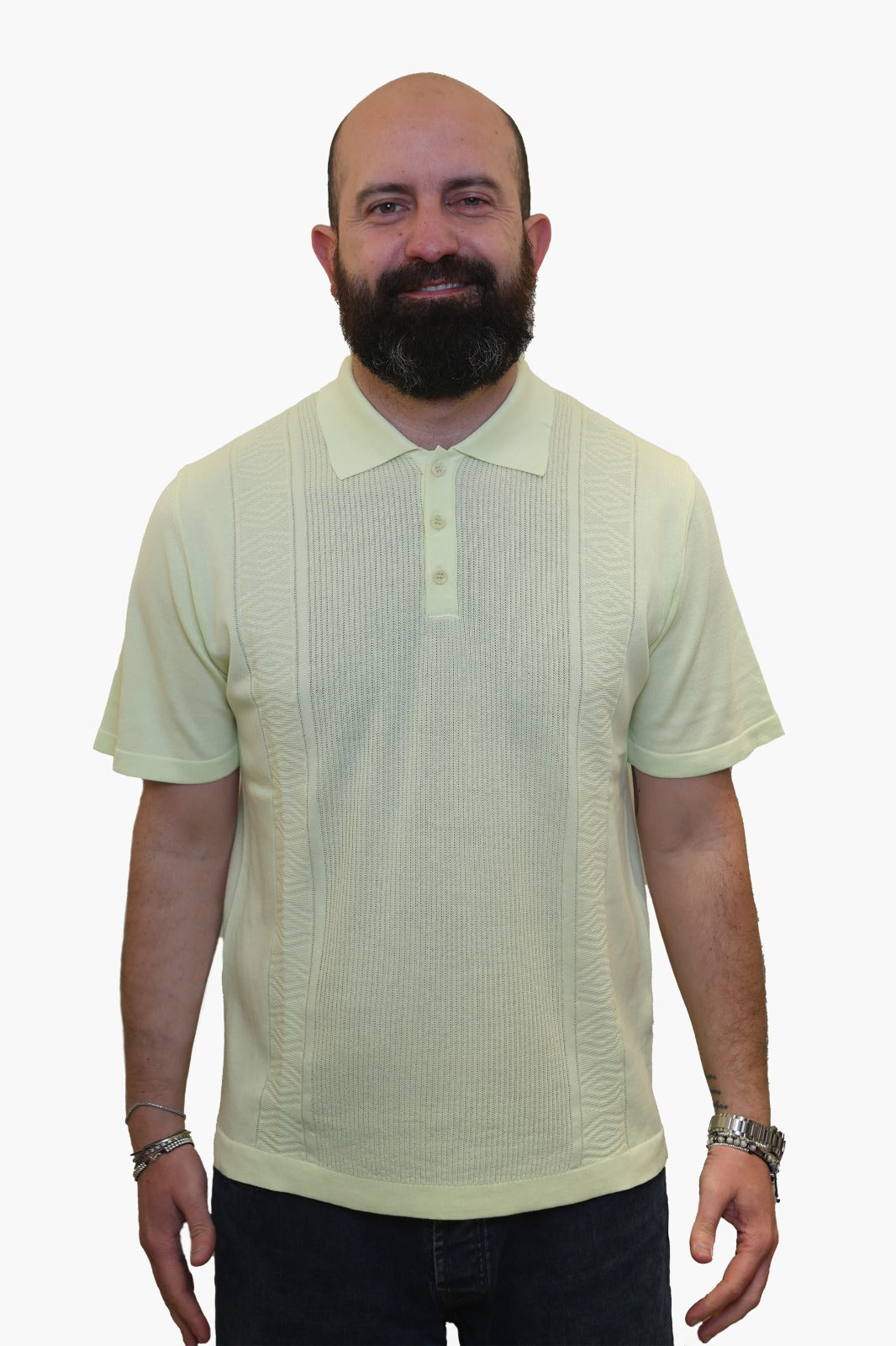 WOOL & CO POLO CON TRAMA IN COTONE LIME