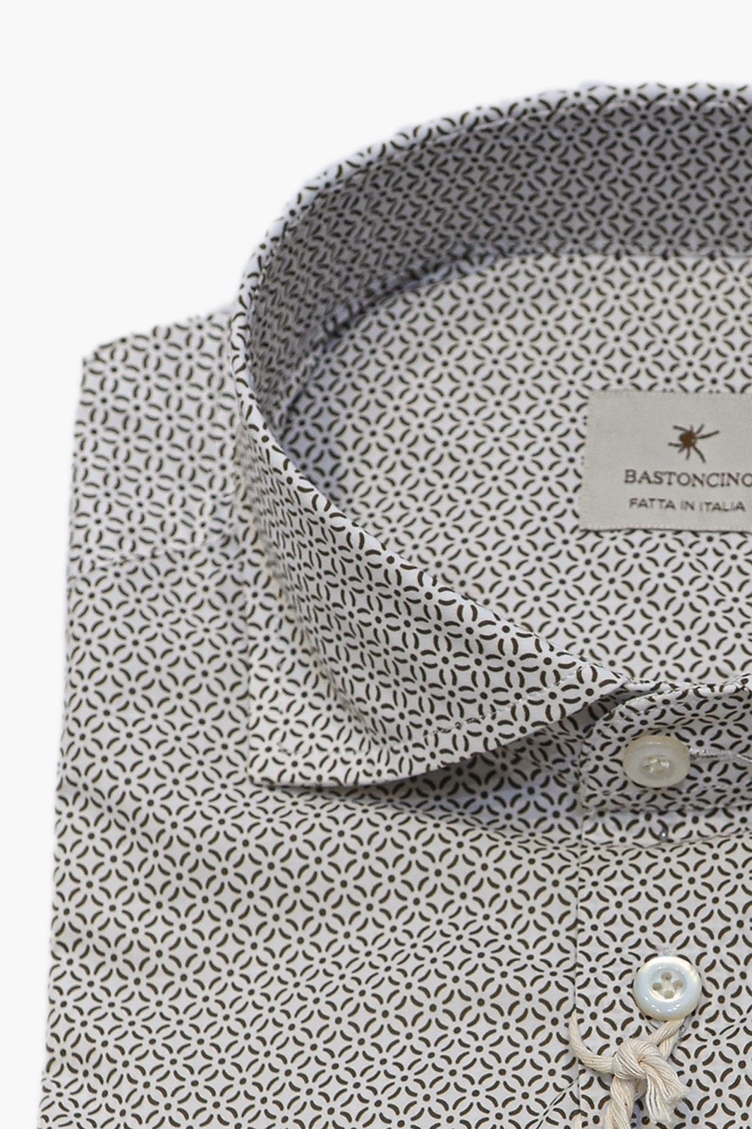 BASTONCINO CAMICIA MICRO FANTASIA IN COTONE MARRONE