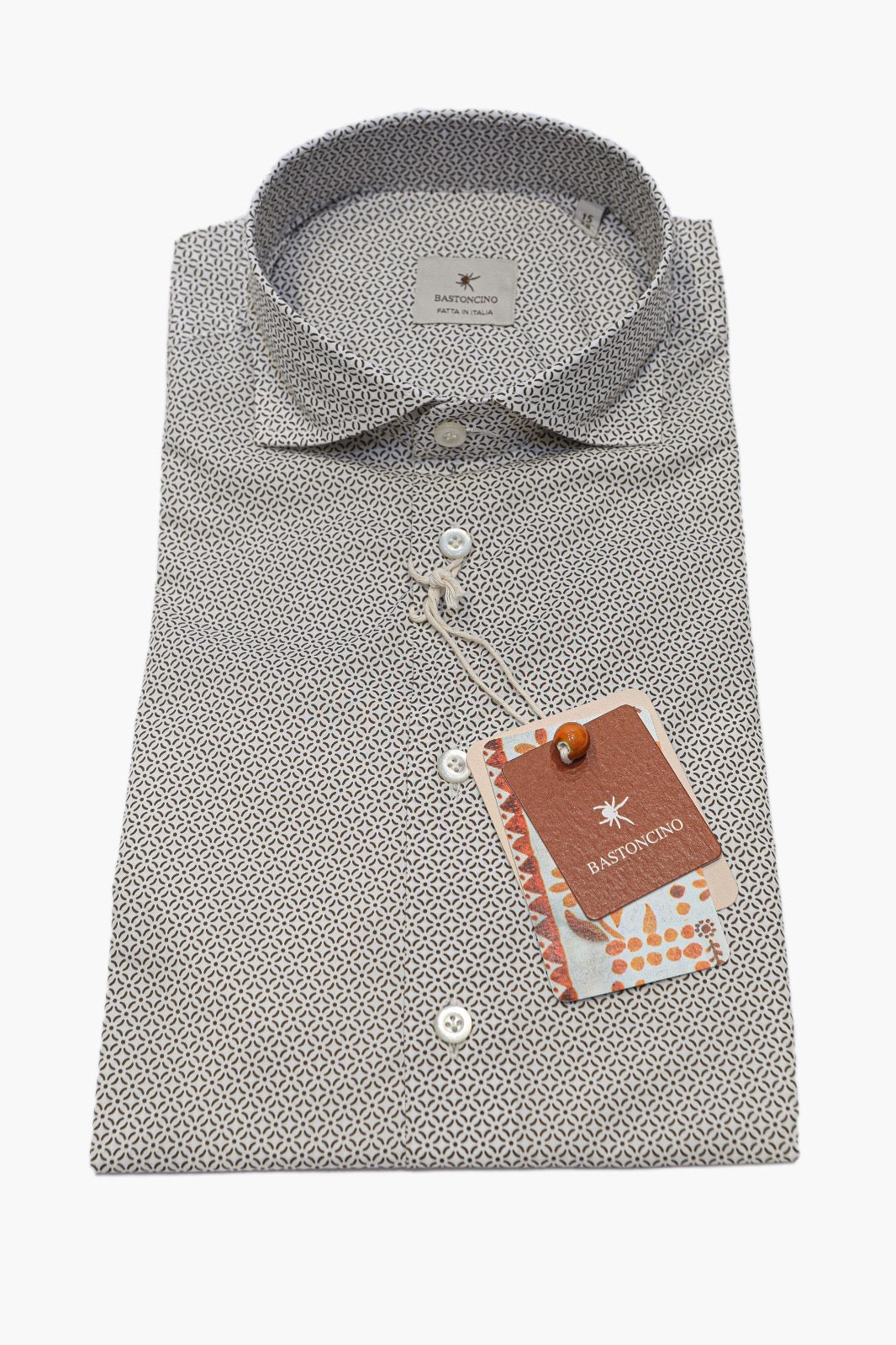 BASTONCINO CAMICIA MICRO FANTASIA IN COTONE MARRONE
