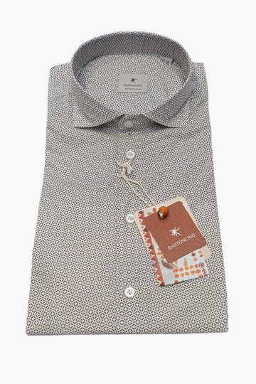 BASTONCINO CAMICIA MICRO FANTASIA IN COTONE MARRONE