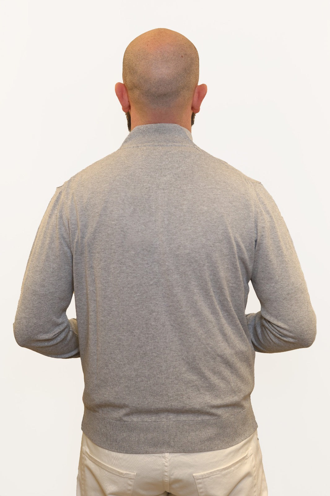 RETOIS CARDIGAN CON ZIP IN COTONE GRIGIO