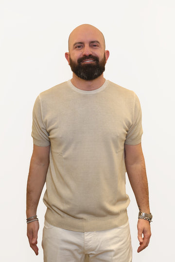 RETOIS T-SHIRT EFFETTO FADE IN CRĖPE DI COTONE BEIGE