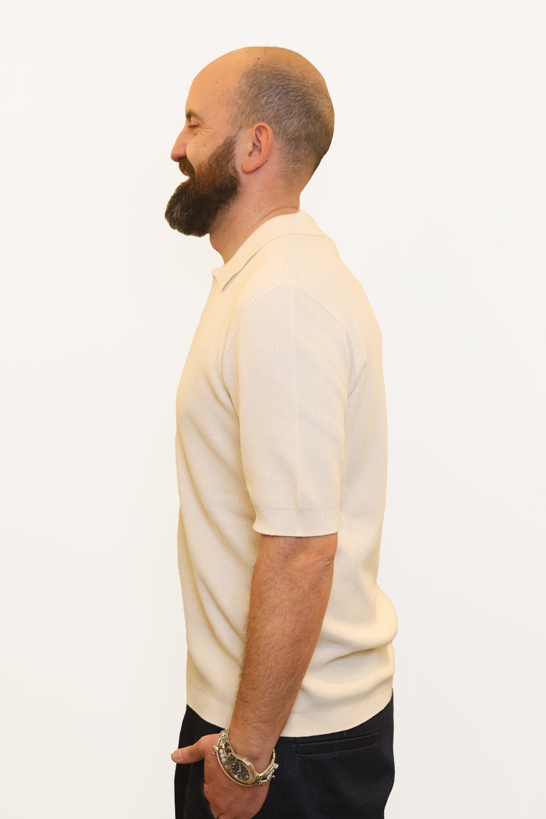 AROVESCIO POLO DERBY PUNTO RISO IN COTONE BIANCO