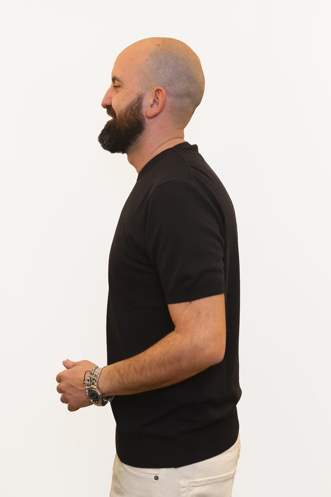RETOIS T-SHIRT IN CRĖPE DI COTONE NERO