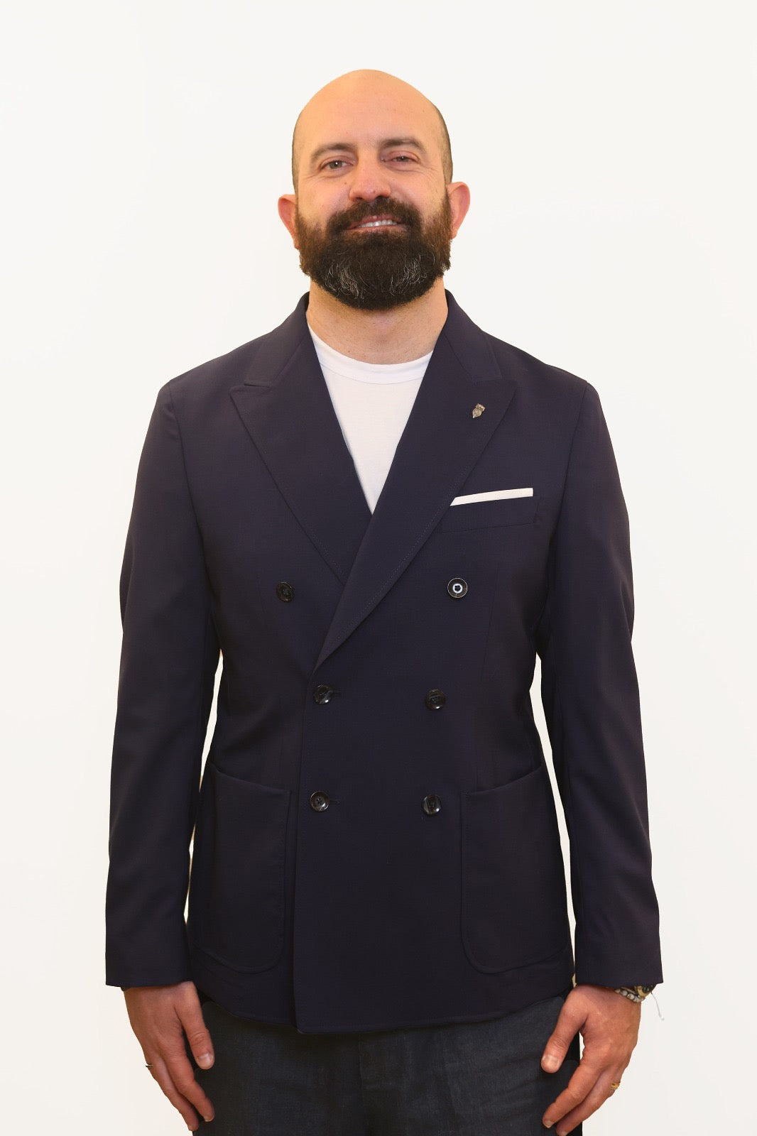 BERRY & BRIAN GIACCA DOPPIOPETTO IN FRESCO LANA BLU