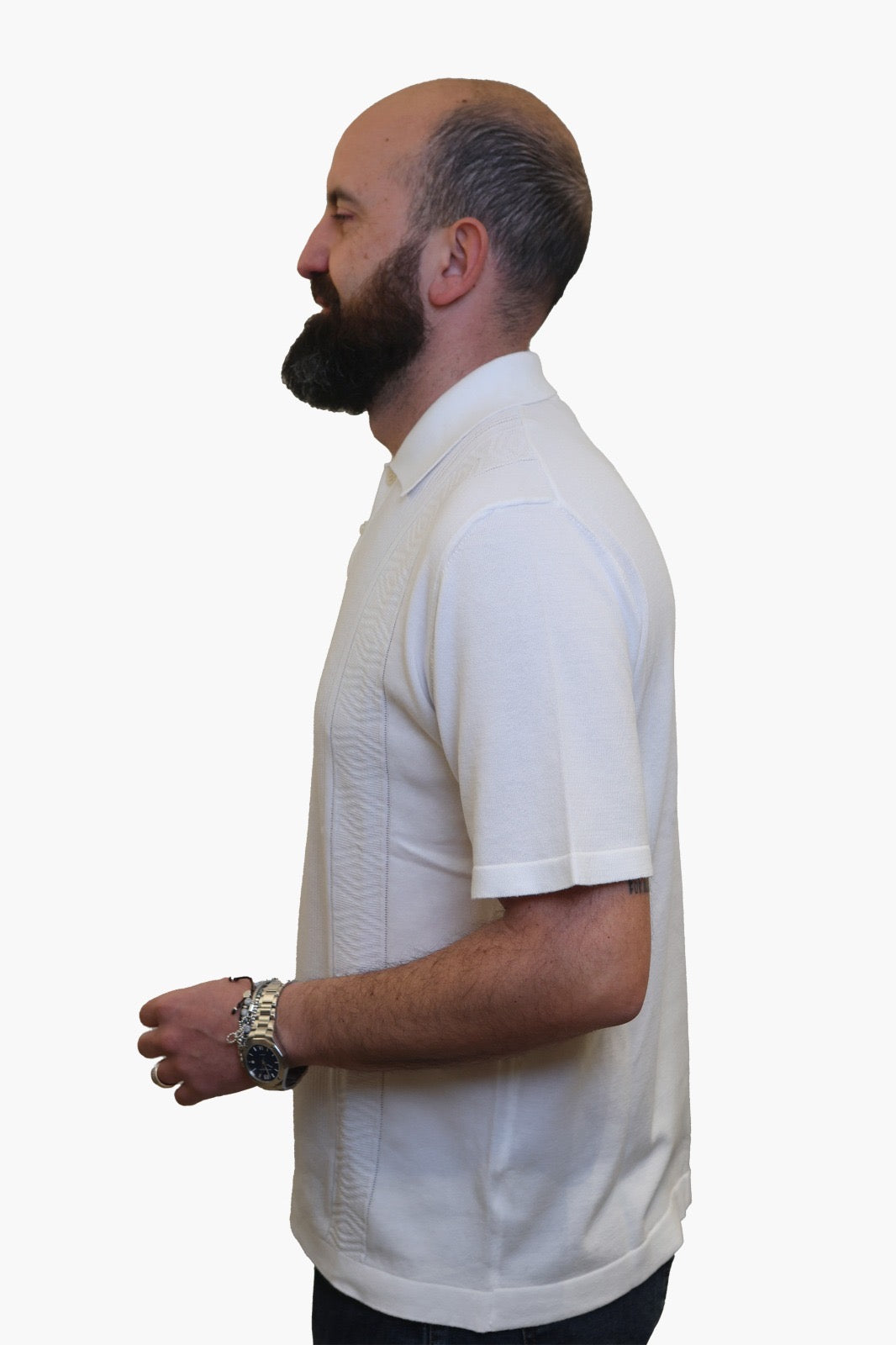 WOOL & CO POLO CON TRAMA IN COTONE BIANCO