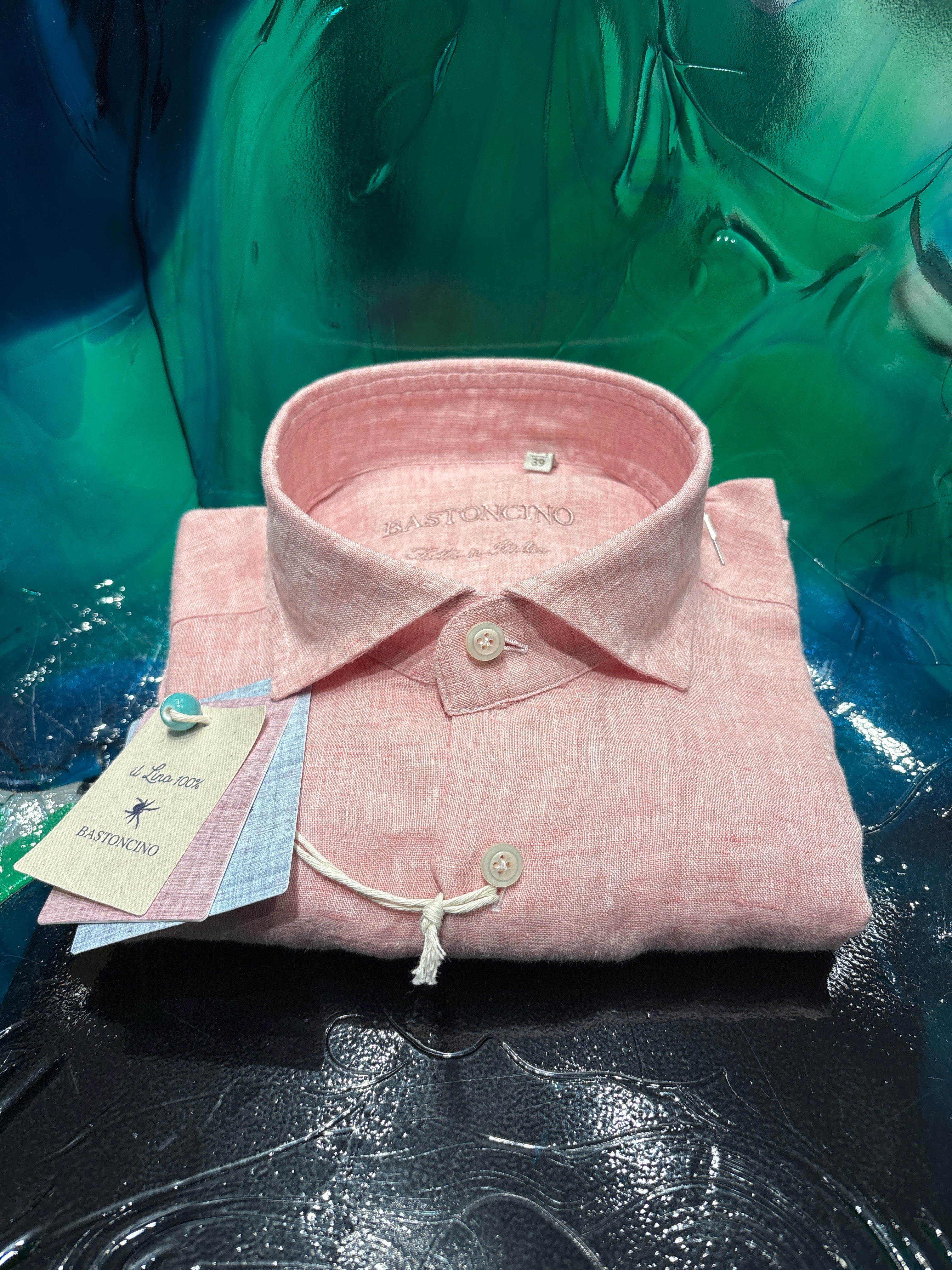BASTONCINO CAMICIA IN LINO ROSA