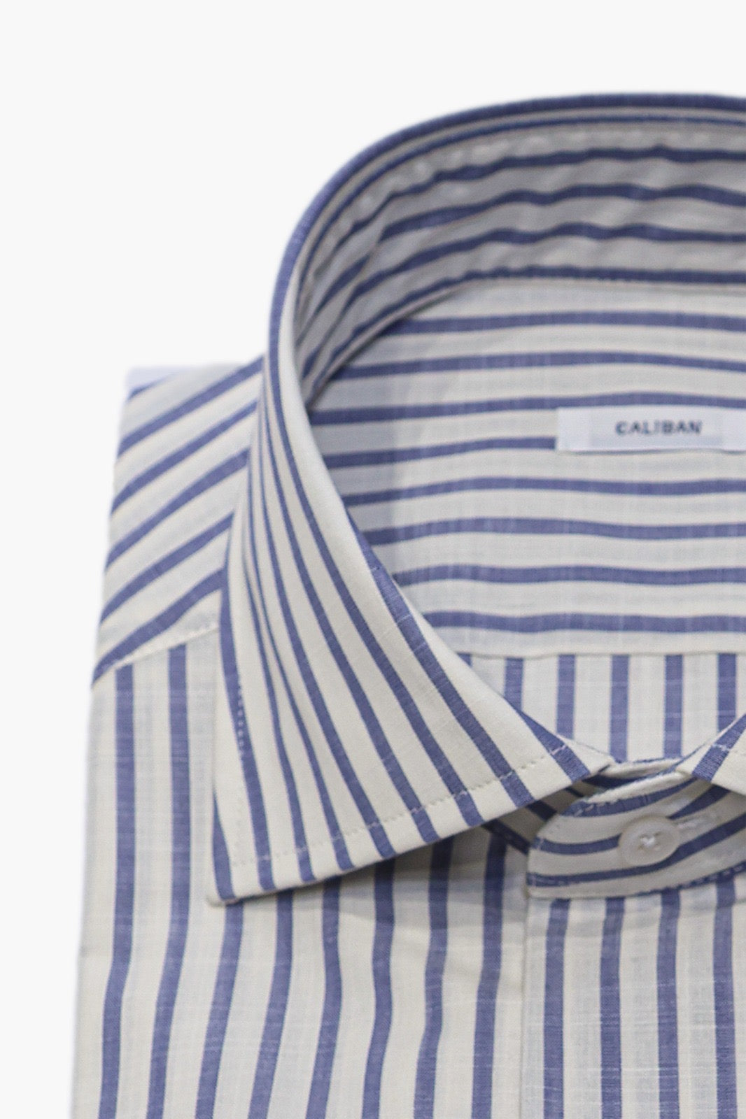 CALIBAN CAMICIA A RIGHE IN COTONE LIGHT BIANCO-BLU
