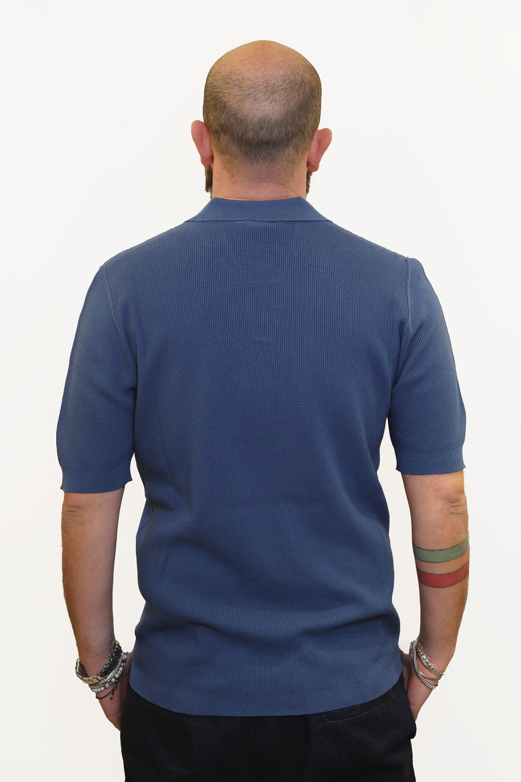 AROVESCIO POLO DERBY PUNTO RISO IN COTONE BLU ELETTRICO