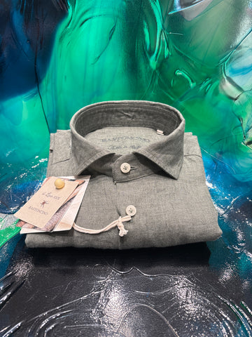 BASTONCINO CAMICIA IN LINO VERDE MILITARE