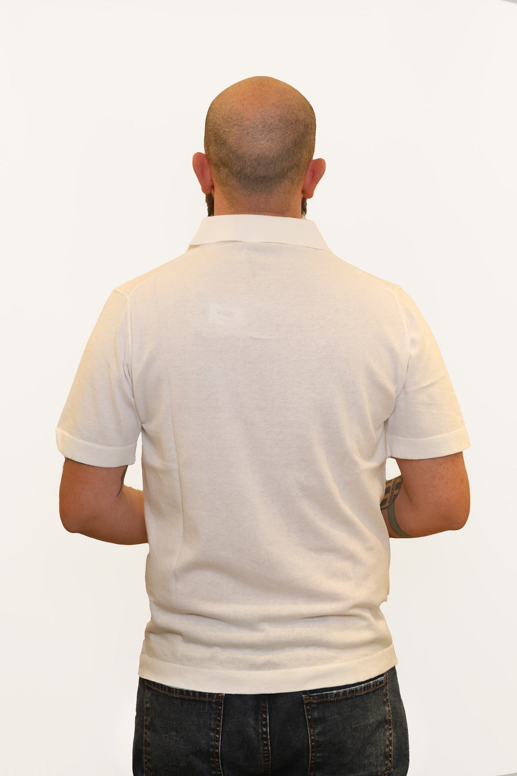 RETOIS POLO DERBY IN CRÊPE DI COTONE BIANCO