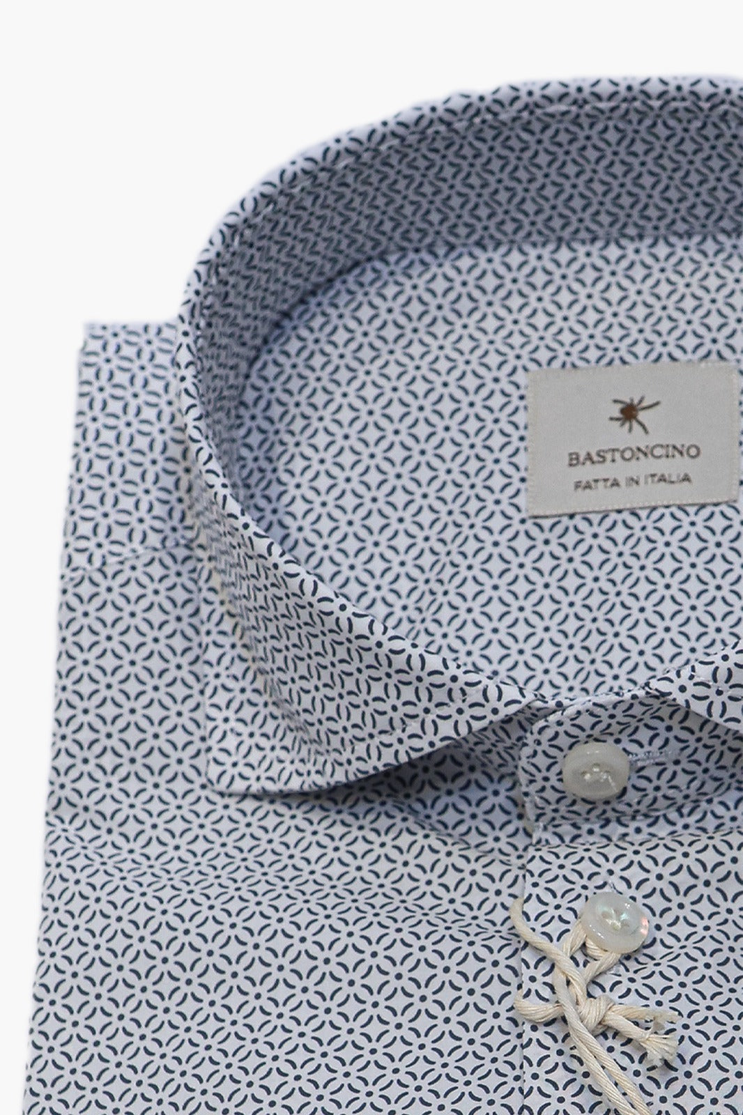BASTONCINO CAMICIA MICRO FANTASIA IN COTONE BLU