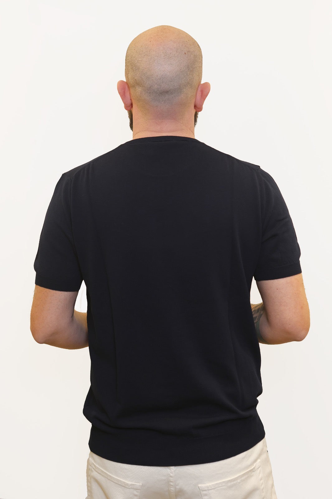 RETOIS T-SHIRT IN CRĖPE DI COTONE BLU NAVY