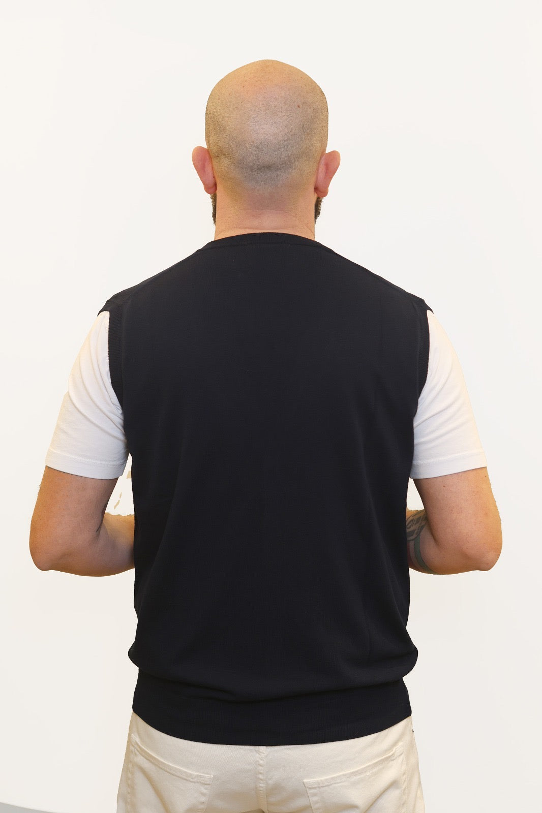 RETOIS GILET IN FILO DI COTONE BLU NAVY