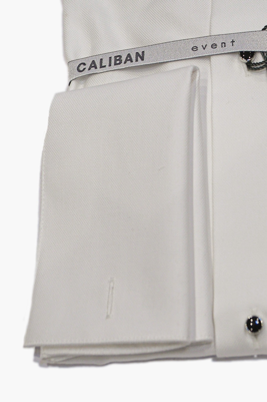 CALIBAN CAMICIA EVENT CON BOTTONI GIOIELLO E POLSO GEMELLI IN COTONE OPERATO BIANCO