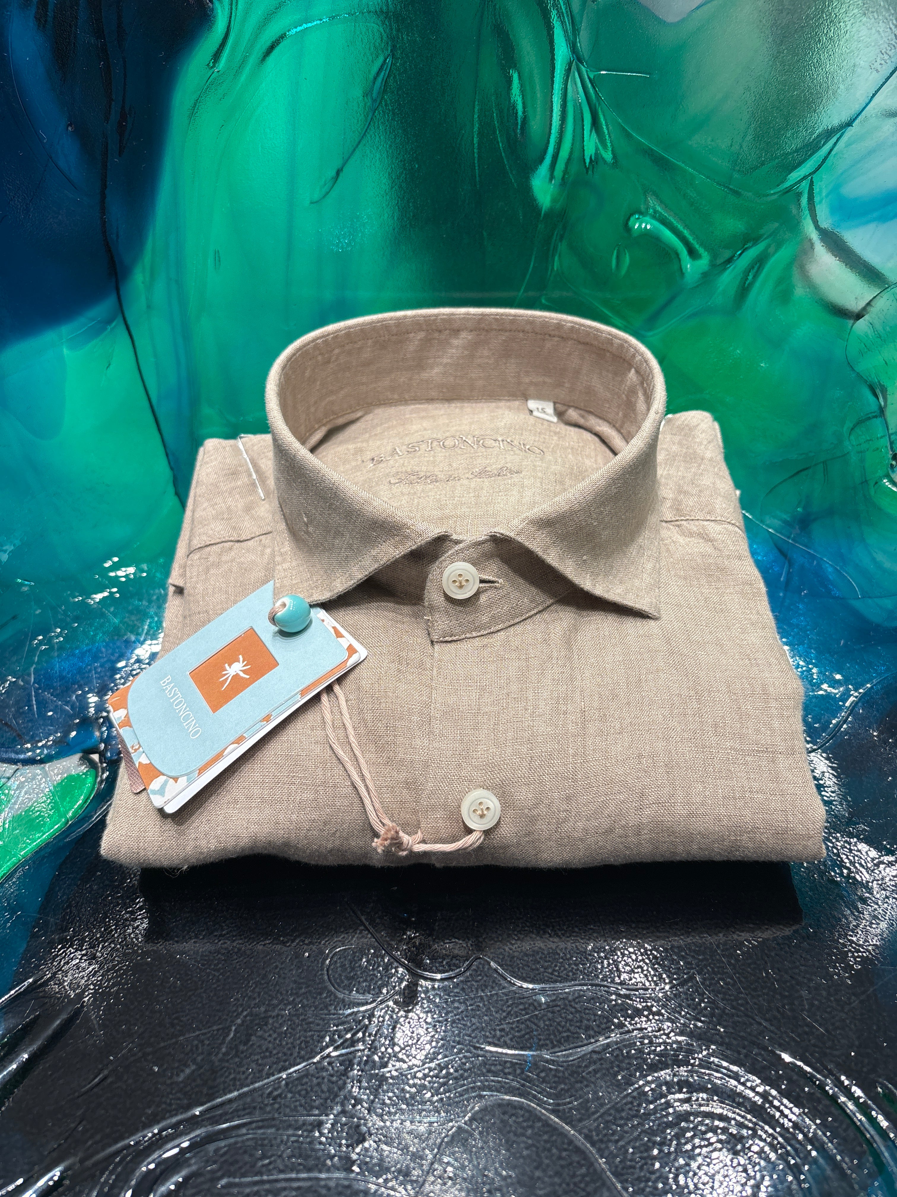 BASTONCINO CAMICIA IN LINO TABACCO