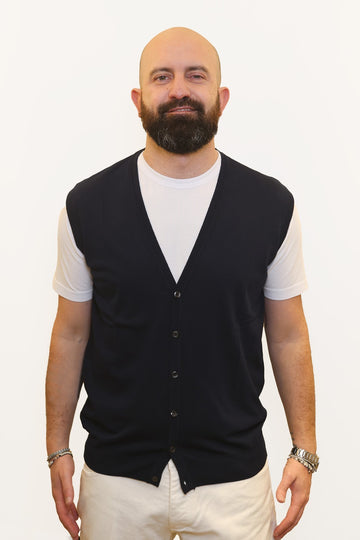 RETOIS GILET IN FILO DI COTONE BLU NAVY