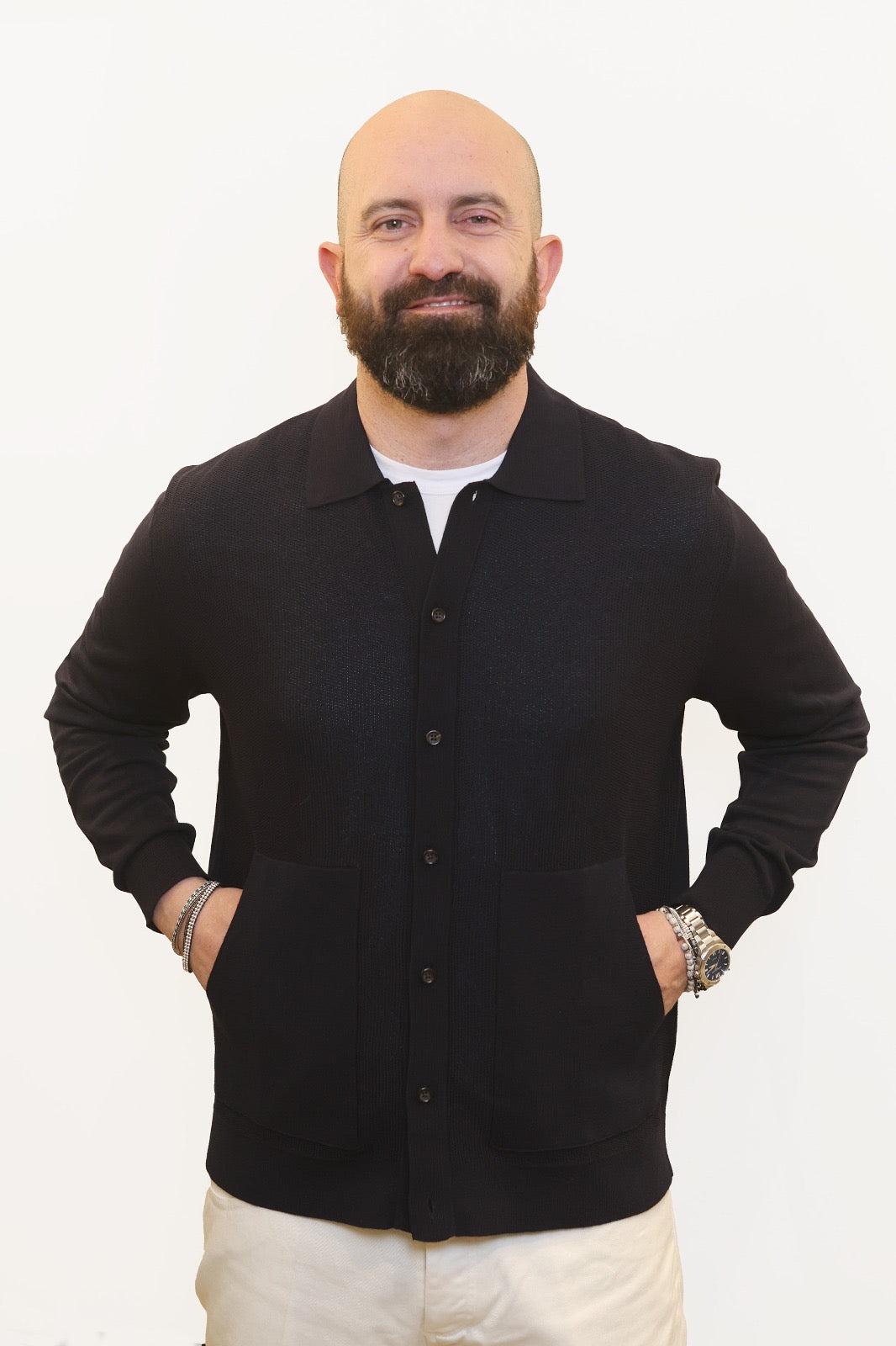 PAOLO PECORA POLO CAMICIA CON TASCHE BLU NAVY