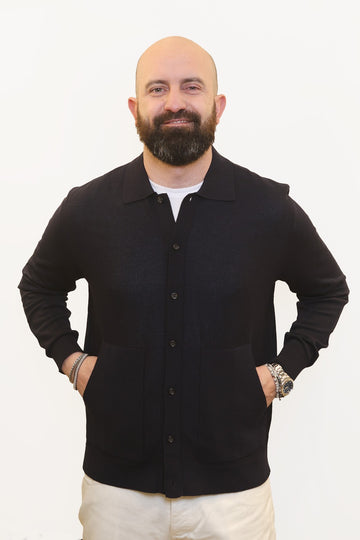 PAOLO PECORA POLO CAMICIA CON TASCHE BLU NAVY
