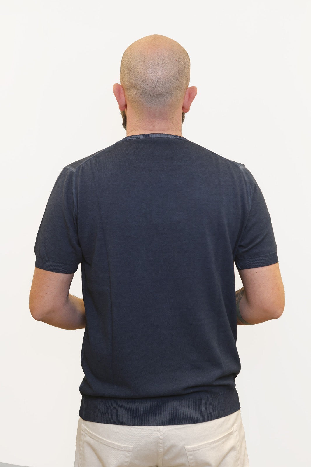 RETOIS T-SHIRT EFFETTO FADE IN CRĖPE DI COTONE BLU