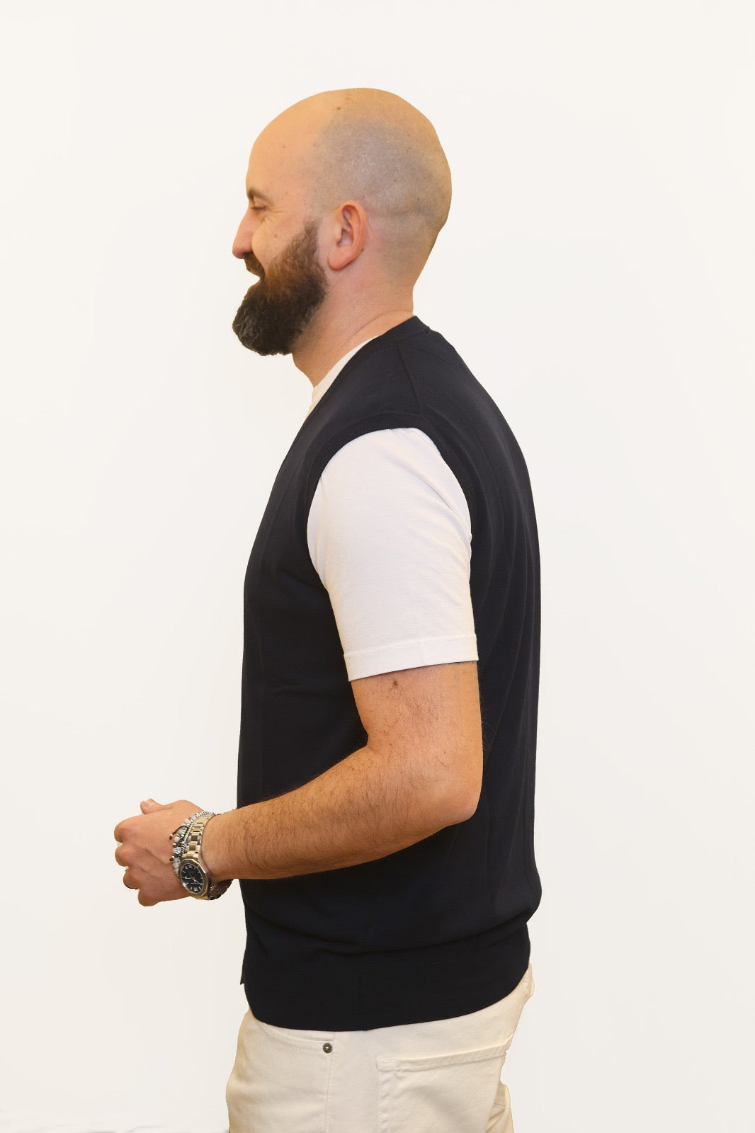 RETOIS GILET IN FILO DI COTONE BLU NAVY
