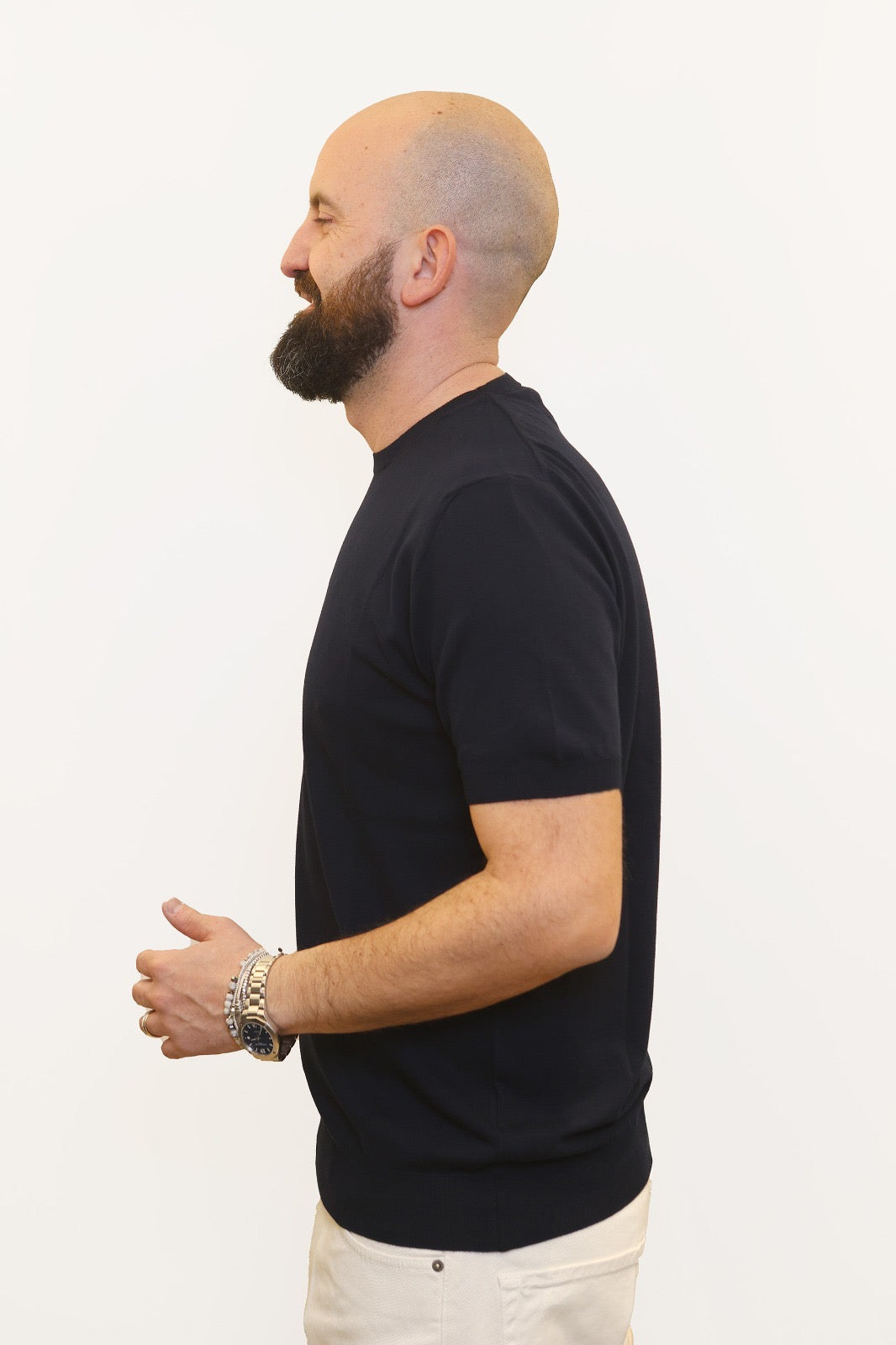 RETOIS T-SHIRT IN CRĖPE DI COTONE BLU NAVY