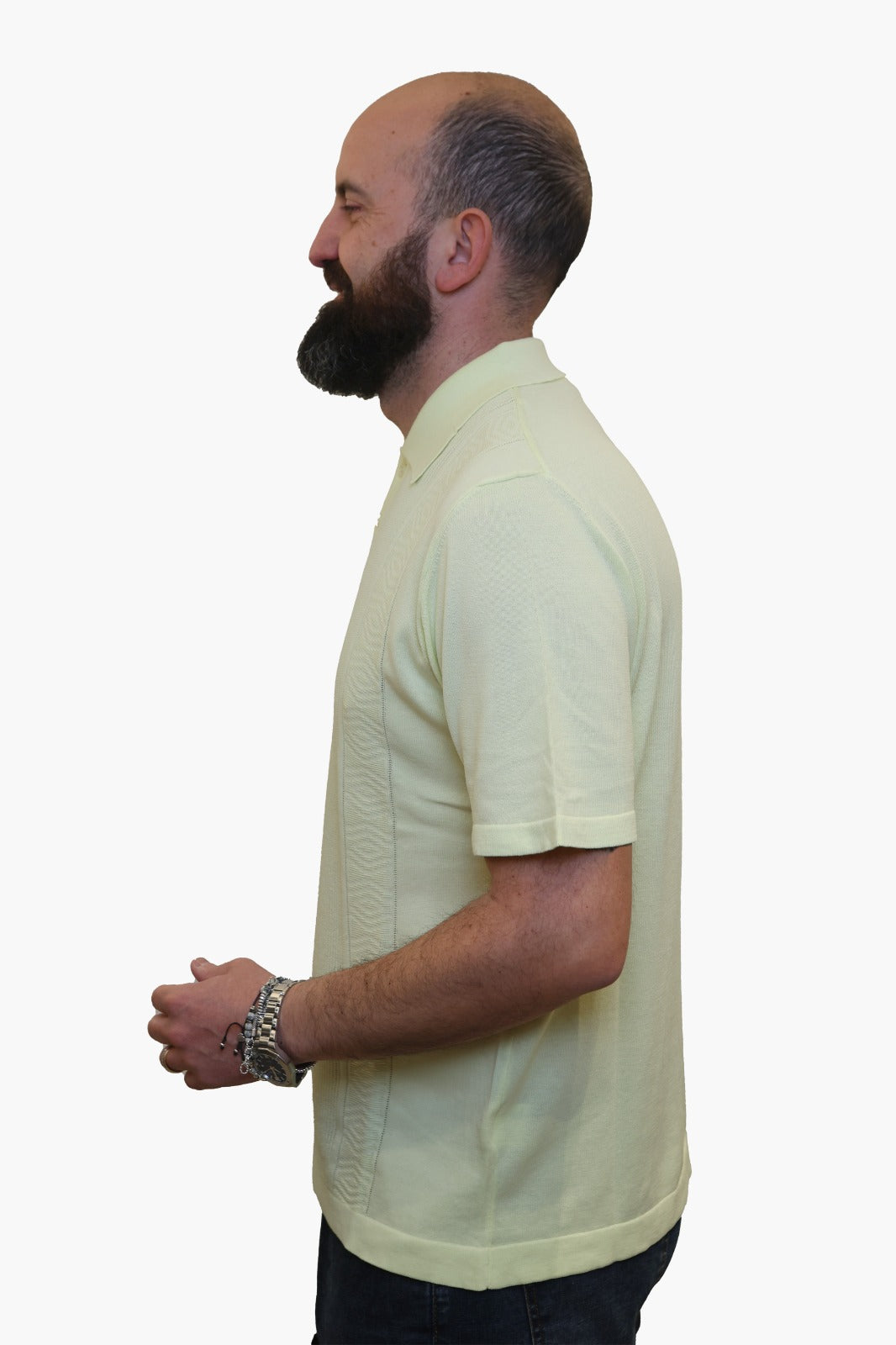 WOOL & CO POLO CON TRAMA IN COTONE LIME