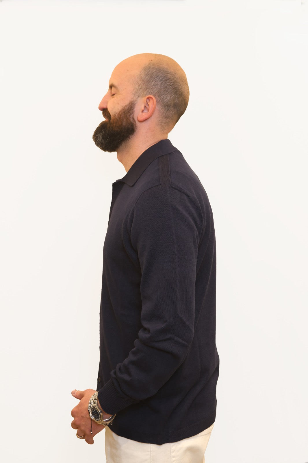 AROVESCIO POLO-CAMICIA IN FILO DI COTONE BLU