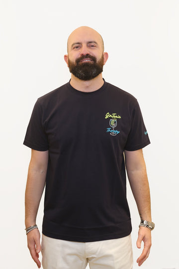 SUPERCULTURE T-SHIRT GIN TONIC THERAPY BLU NAVY