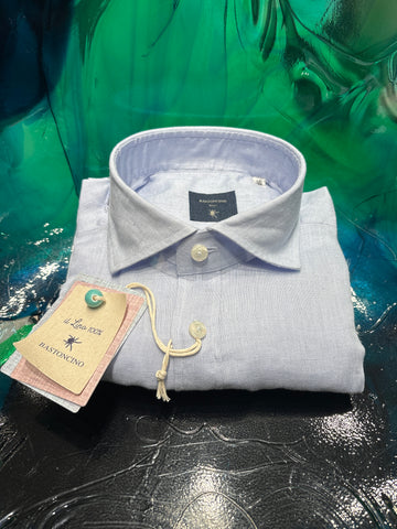 BASTONCINO CAMICIA IN LINO CELESTE