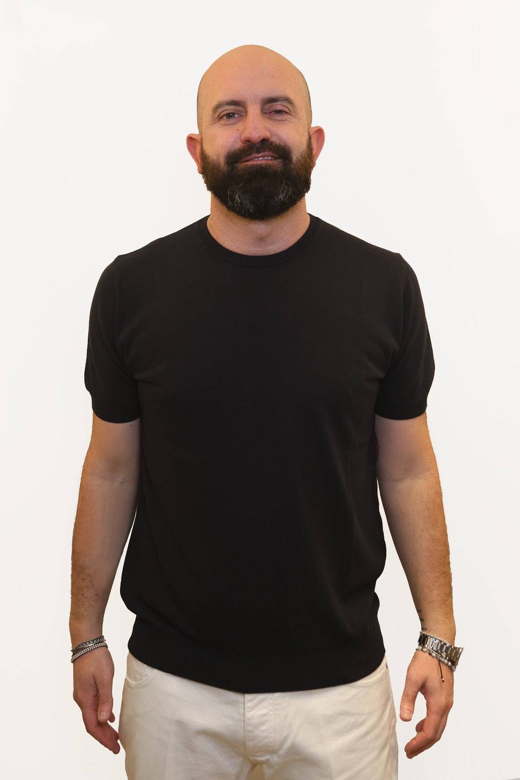 RETOIS T-SHIRT IN CRĖPE DI COTONE NERO