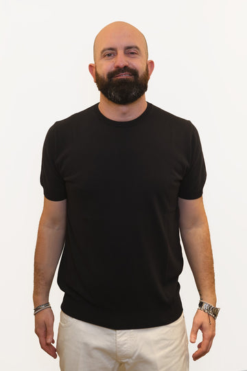 RETOIS T-SHIRT IN CRĖPE DI COTONE NERO