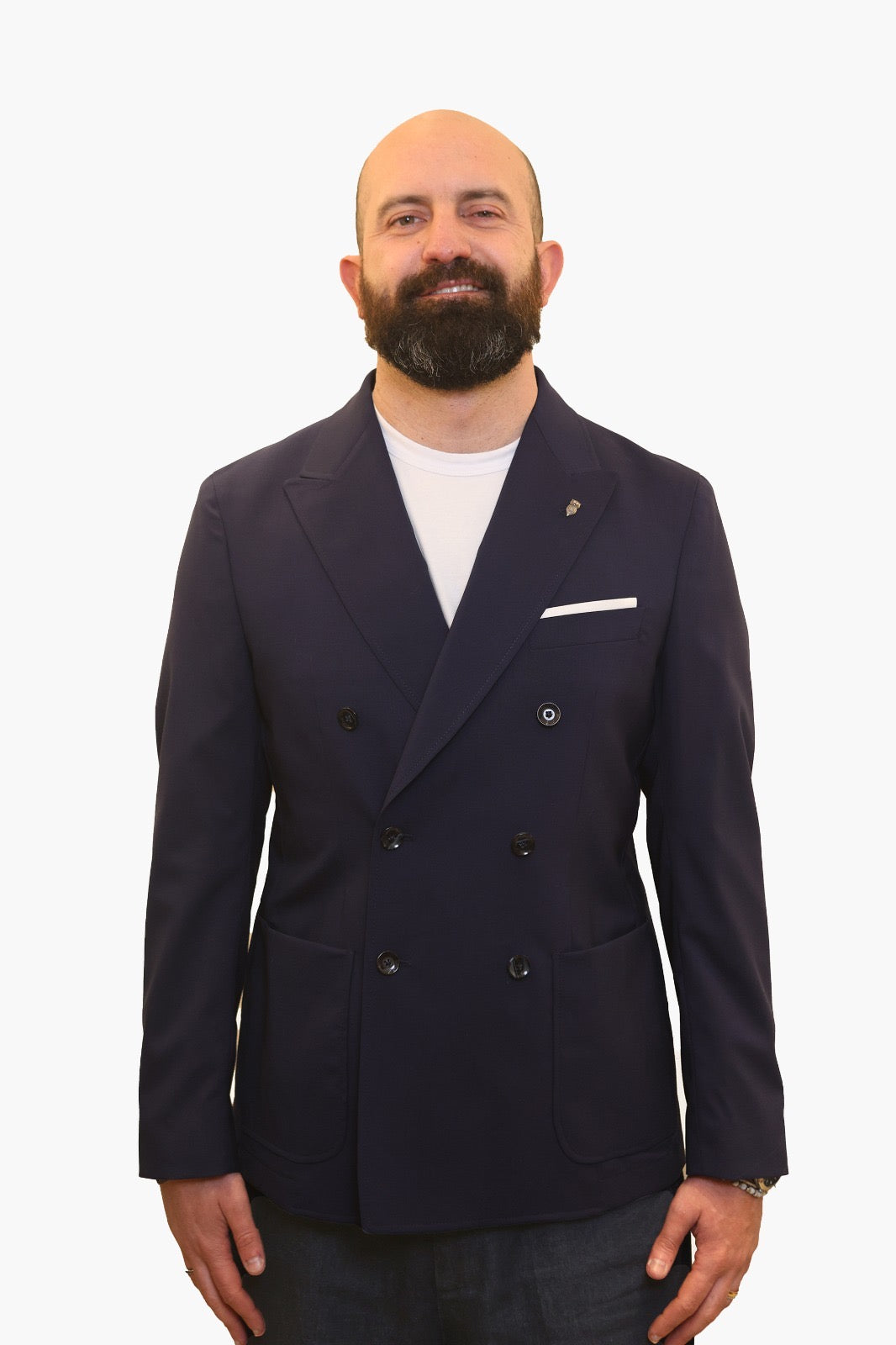 BERRY & BRIAN GIACCA DOPPIOPETTO IN FRESCO LANA BLU