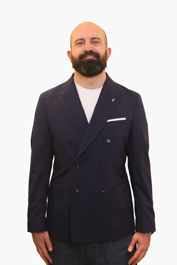 BERRY & BRIAN GIACCA DOPPIOPETTO IN FRESCO LANA BLU