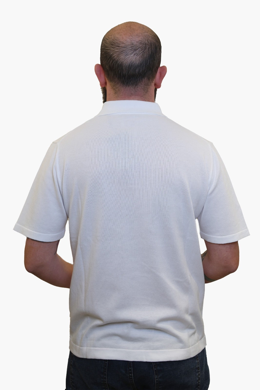 WOOL & CO POLO CON TRAMA IN COTONE BIANCO