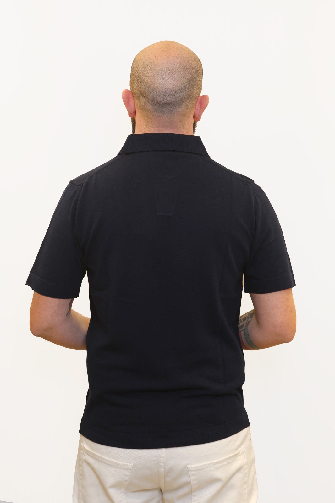 RETOIS POLO DERBY IN CRÊPE DI COTONE BLU NAVY