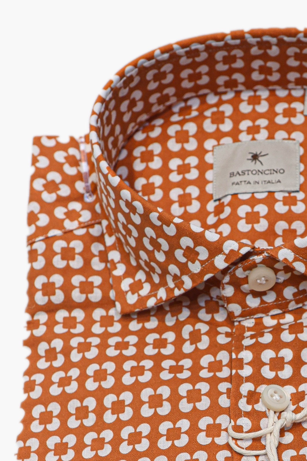 BASTONCINO CAMICIA FLOWER IN COTONE ARANCIO