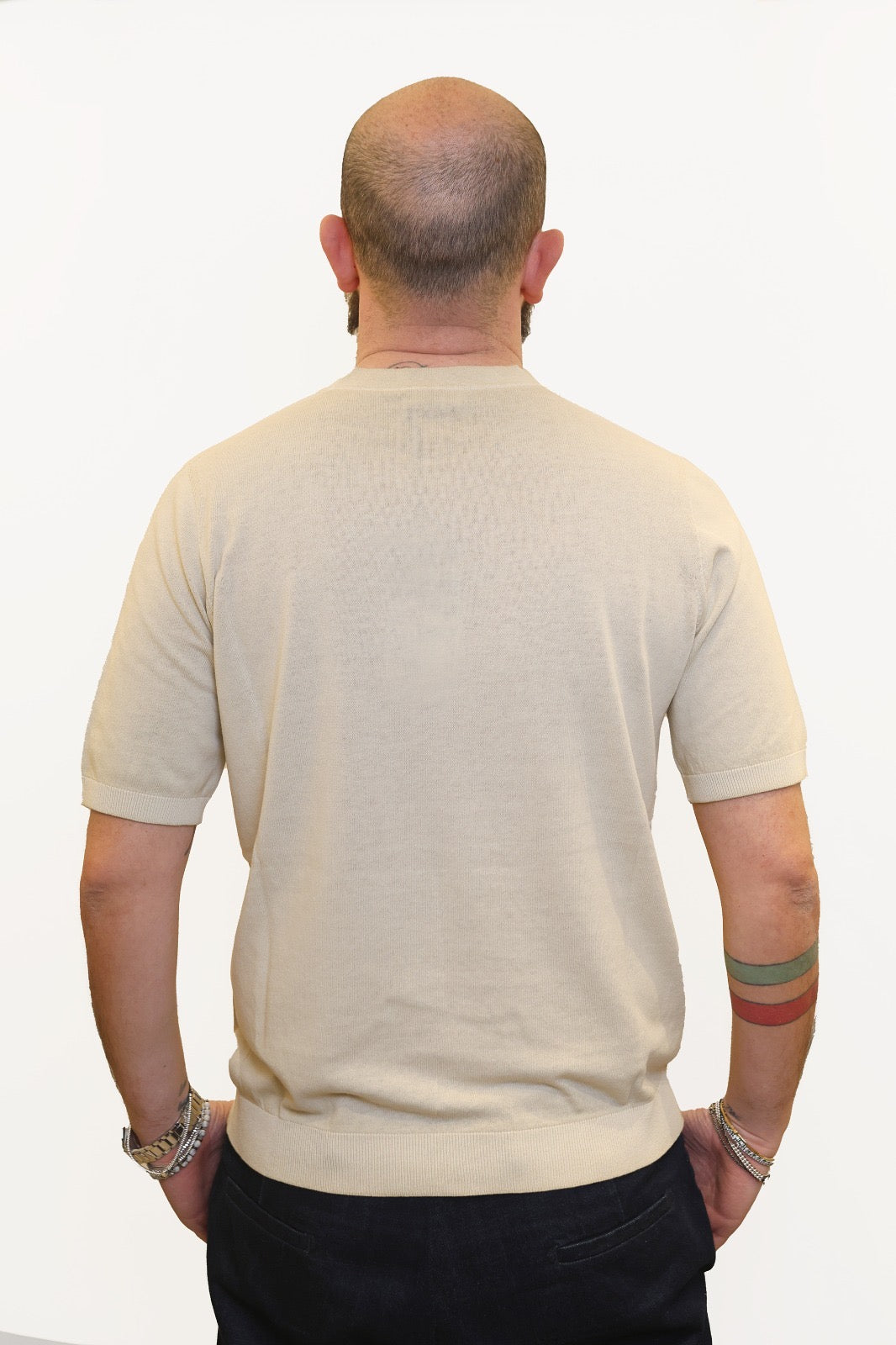 AROVESCIO T-SHIRT EFFETTO FADE IN COTONE BEIGE