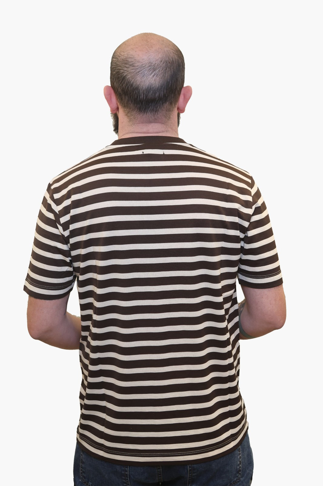 WOOL & CO T-SHIRT A RIGHE IN COTONE MERCERIZZATO BEIGE-MORO
