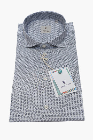BASTONCINO CAMICIA MICRO FANTASIA IN COTONE BLU
