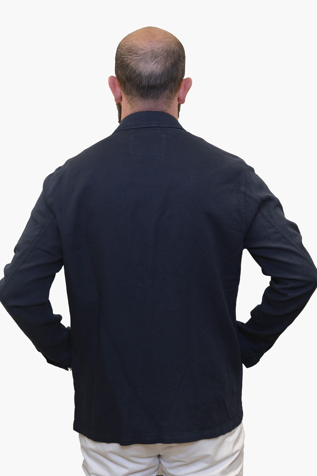 LUCA BERTELLI OVERSHIRT IN COTONE E LINO BLU