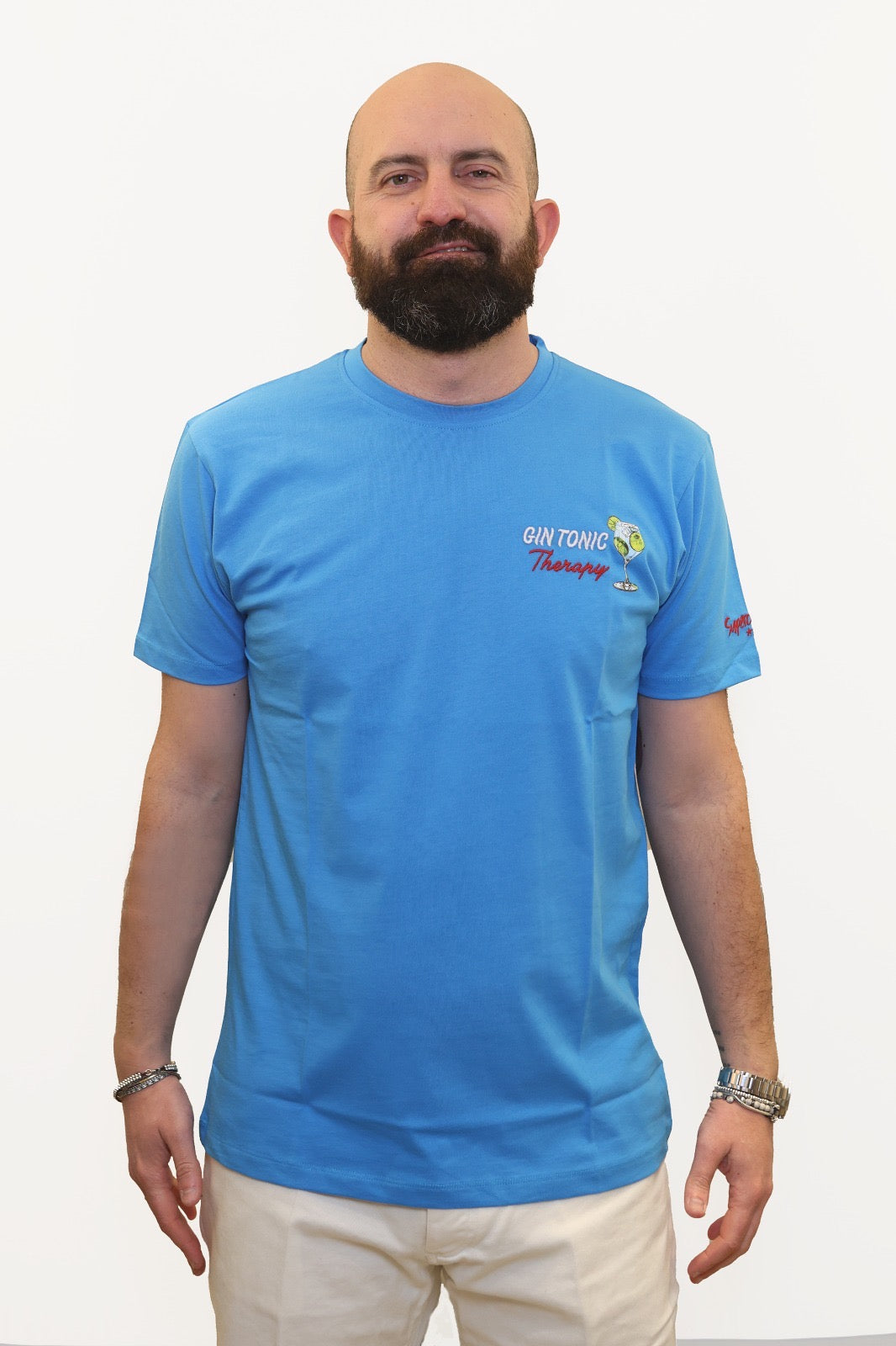 SUPERCULTURE T-SHIRT GIN TONIC THERAPY TURCHESE