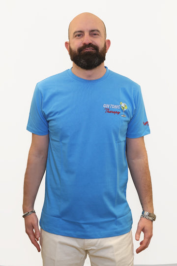 SUPERCULTURE T-SHIRT GIN TONIC THERAPY TURCHESE